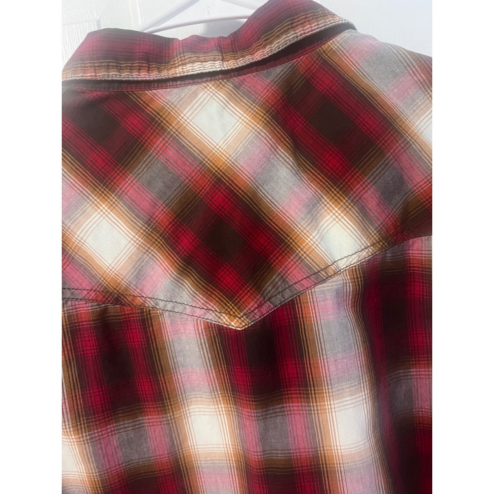 Urban Pipeline Plaid Western Shirt Mens Large Burgundy L/S - Picture 6 of 6
